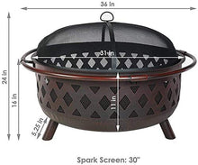 Fire Pits Outdoor Wood Burning Fire Pits 36 Inch Large Bonfire Wood Burning Patio & Backyard Firepit for Outside with Spark Screen, Fireplace Poker with Cover BBQ Cooking for Outside Camping Backyar