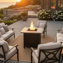 Sunnydaze 30-Inch Square Propane Fire Pit Table - 40,000 BTU Outdoor Gas Fire Pit Table with Lava Rocks and Weather-Resistant Cover