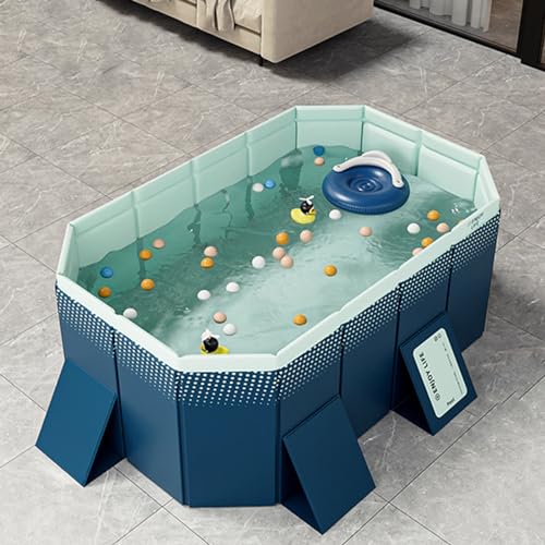 Foldable Swimming Pool Quick Drainage Floating Family Pool Rectangular Swimming Pool for Large Dogs Backyard Garden Outdoor,1.85m