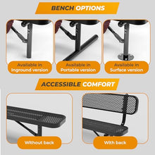 OUTTANS Heavy-Duty Outdoor Metal Bench (8 Ft - Portable with Back, Black)