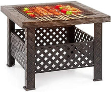 BBQ Grill Outdoor Outdoor Fire Pit with BBQ Grill Shelf Metal Garden Fireplace Patio Firepit Stove Brazier Outdoor Fireplace BBQ Grill Poker,Outdoor Fire Pits