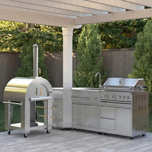 KoolMore Outdoor Kitchen Series Modular Kitchen with a Wood Fire Pizza Oven, Corner Cabinet, Sink, 30 in. BBQ Grill and Cabinet in Stainless-Steel (KM-OKSKIT-CONFIG104)