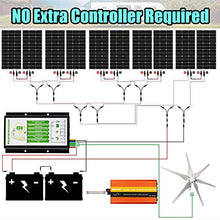 1120W 24V Solar Panel Wind Turbine Generator Kit with 400W Windmill + 6pcs 120W Mono Solar Panel + Hybrid Charge Controller + 1000W Peak 2000W Power Inverter