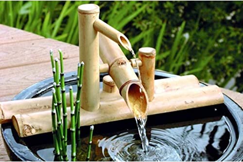 Fountain Bamboo,Zen Garden Water Fountain Bamboo Water Feature Rocking Pump Water Landscape,Japanese Garden Decoration with Pump 35Cm