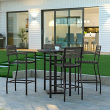 EMMA + OLIVER Gray Wash 32" Square Bar Height Outdoor Dining Table