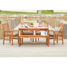Walker Edison Maui Modern 6-Piece Solid Acacia Wood Outdoor Dining Set Brown