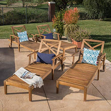 Outdoor Acacia Wood Chaise Lounge (Set of 4) by Brown Solid Modern Contemporary Mobile Water Resistant