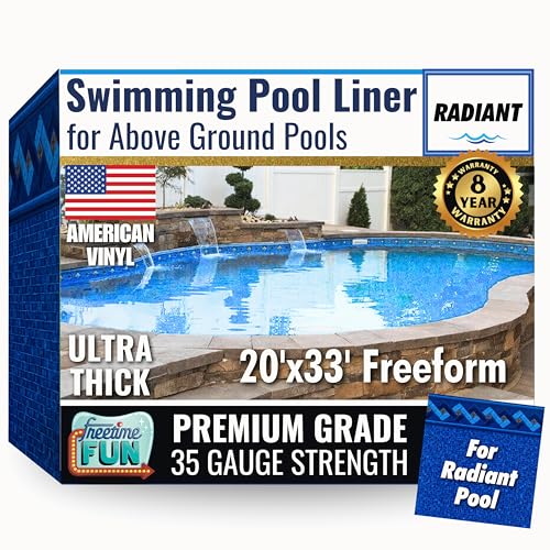 Freetime Fun Permalast Pool Liner | 20 Foot by 33 Foot Freeform | 52 inch Wall Height | 20 MIL Virgin American Liner 8 YR Full Warranty | for Radiant Beaded Style Above Ground Swimming Pools
