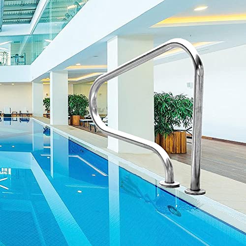 MSHOSAC Pool Handrail, Pool Handrail Grab Rails (1Pc) - Durable 1.5mm Thick Swimming Pool Stair Rail, Ideal for Inground Pool Entry, Safe Ladder Handle for Easy Access