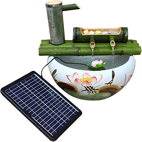 Garden Fountain Solar Water Fountain,Bamboo Fountain Decor,Outdoor Fountains Bamboo Water Feature,with Solar Pump,Japanese Garden Feature Desktop Fountain Home Decor