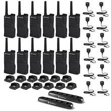 Motorola Solutions 12-Pack RMM2050 2-Way Radio Bundle with 6 Bank Charger & Remote Speaker Mics Black