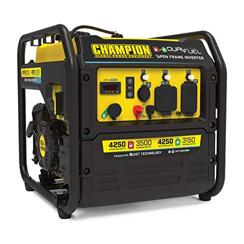 Champion 4250-Watt Dual Fuel Portable Open Frame Inverter Generator, CARB