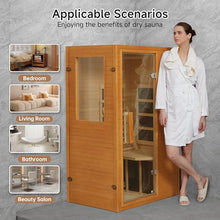 Real Relax Infrared Home Sauna, 1 Person Far Infrared Saunas for Home, Canadian Hemlock Wooden Indoor Sauna Room with LCD Control Panel, Bluetooth Speakers
