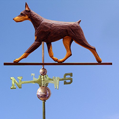 Doberman Pinscher Hand Carved & Painted Weathervane Red & Tan 22 Inch