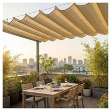 Retractable Shade Sail, Slide Wire Wave Shade Sail, Sun Shade Sail, UV Resistant Sun Protection Wave Canopy Cover with Mounting Kit for Pergola, Porch, Customizable(W1.8*L10m/W5.90*L32.81ft)
