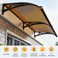 GJZDPMY Door Awnings for Entrance Polycarbonate Window Awning Outdoor Patio Protection Against UV/Rain/Snow Multiple (Dark Gray 47x142in)