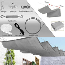 U Shape Wave Sail Awning, Retractable Canopy for Patio & Deck,