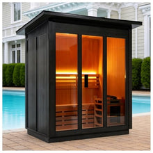 amocane Outdoor Steam Sauna 3 Person, Canadian Hemlock Sauna Room with 6KW ETL Toule Heater, Traditional Backyard Sauna Spa with Asphalt Shingles, Luxury Sauna Accessories for Home & Garden