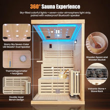 InfraHHZQ 2-4 Person Indoor Steam Sauna Cabin, Chilean Pine Wood Home Wet Steam Sauna with 3000W Heater, Starry Chromotherapy Ceiling Lights & Built-in Waterproof Speakers