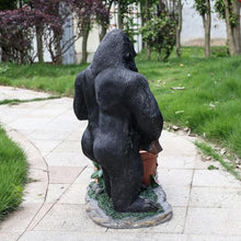 Outdoor Gorilla Garden Statue Flower Planter Urns with Welcome Sign, Resin Animal Yard Sculpture, Patio Porch Lawn Entryway Backyard Ornament for Courtyard Walkway Landscape Decor (Standing Gorilla)