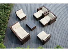 Ohana 20-Piece Outdoor Patio Furniture Sofa, Dining and Chaise Lounge Set, Mixed Brown Wicker with Beige Cushions - Free Patio Cover