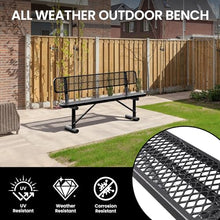 Sunnibety 6 Feet Heavy Duty Metal Park Bench for Outside, Outdoor Bench with Backrest & Portable Frame, Commercial Benches for Shopping Malls, Stores, Parks, Patios, Decks, Black