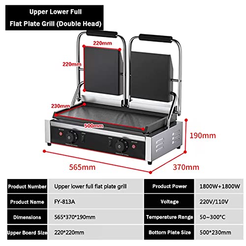 Electric Countertop Griddle Grill Stainless Steel Flat Griddle Hotplate Bbq Kitchen Grill Adjustable Temp Control Restaurant Grill for Camping Outdoor Tailgating Kitchen Home Barbecue,813a