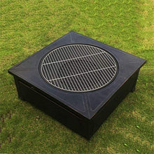 SLGGPJBU Outdoor Fire Pit 32'' Outdoor Fire Pit Table, Multi-Purpose Square Fireplace, Backyard Patio Garden Outside Wood Burning Heater, BBQ, Ice Pit