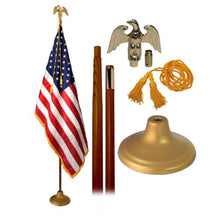 US Indoor Flag Set 4X6 Foot with 9 Foot Oak Flagpole