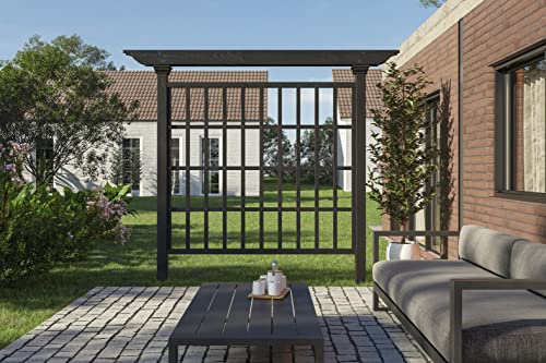 Vita 80 inch by 90 inch Wildwood Cedar Wood Trellis and Privacy Screen, Charcoal Grey, Black, FSC, Woodgrain, Pre-Stained, VA68901