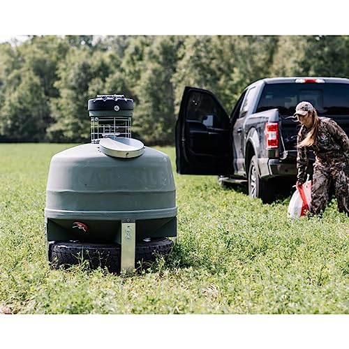Capsule Game Feeders 800LB Capacity 360-Degree Broadcast Hunting Game Feeder Green
