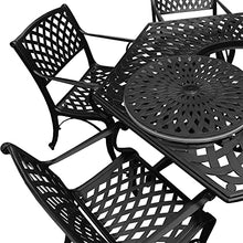 Oakland Living Modern Ornate Outdoor Mesh Aluminum 63-Inch Black Hexagon Patio Dining Set with Six Chairs