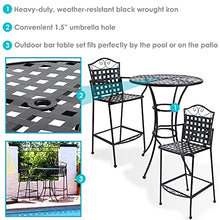 Sunnydaze 3-Piece Outdoor Wrought Iron Bar Chair and Table Set - Black