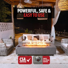 AMS 72" Rectangular Concrete Natural Gas Fire Pit Table Bundle, Light Gray