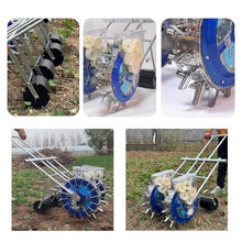 Seed Sower & Fertilizer Applicator, Portable Hand Push Seeder, Adjustable Row Spacing Garden Planter, Precision Rolling Seeding Machine for Planting Corn Cotton Soybean Peanut(10 Mouths)