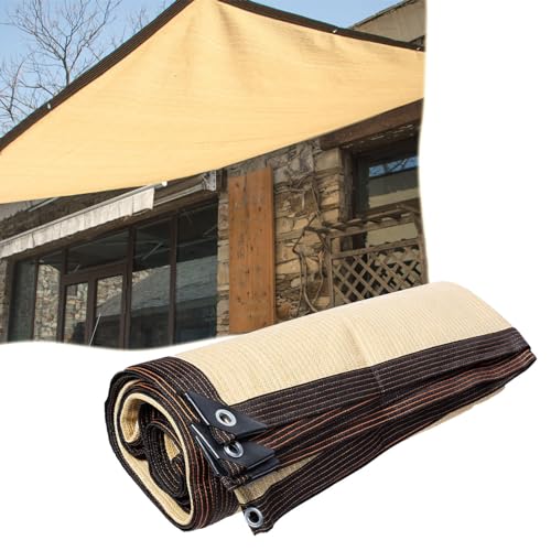 Outdoor Shade Netting,Sunscreen Shade Cloth,Sunblock Shade Net,Rectangular Sun Shade Sail,2×2m 3×3m 2×5m 3×4m 4×5m 4×6m 6×8m,Breathable Shade Mesh Tarp,Beige-10x20m/32.8x65.6ft