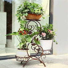 SIDUFHAOPKLL European Wrought Iron Flower Stand Indoor Multi-story Living Room Green Rack Floor-standing Balcony Pot Shel(Black)