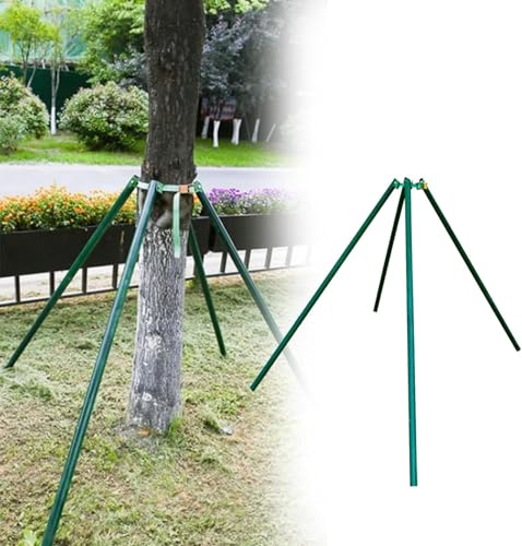 Reusable Landscaping Tree Support - Galvanized Stee Tree Support Round Post, Staking System with Adjustable Hoop, Garden/Yard/Lawn(2.8m/9ft)