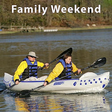 Sea Eagle SE370 Inflatable Sports Kayak 1-3 Person with Seats, Paddles, Bag Blue/White