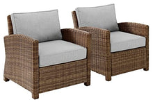 Crosley Furniture Bradenton 2-Piece Outdoor Chair Set Brown with Gray Cushions