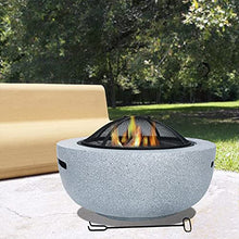 SLGGPJBU Table Top Fire Pit Outdoor BBQ Grill Firepit Bowl Backyard Patio Garden Fireplace Concrete Round and Wood Burning Fire Pit 3 in 1 Fireplace for Bonfire Barbecue, Black