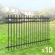 Fencer Wire Pack of 10 Heavy Duty Pinnacle Fence Barrier Panel, 4FT Height X 8FT Width Anti-Rust Metal Fencing Panel, 2” Diameter Steel Outdoor Decorative Garden Fence Panel