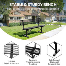 Sunnibety 6 Feet Heavy Duty Metal Park Bench for Outside, Outdoor Bench with Backrest & Portable Frame, Commercial Benches for Shopping Malls, Stores, Parks, Patios, Decks, Black