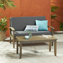 roomfitters Peyton Outdoor Loveseat and Coffee Table Set, Patio Seating Furniture Set for Porch or Garden, Dark Grey