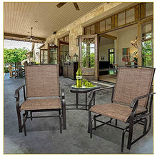 HSQQ 3 in 1 L Porch Glider Loveseat Outdoor Patio Swing Glider Chair 2-Person Outdoor Sling Fabric Double Glider Rocker Chair, Coffee Table with Umbrella Hole for Garden, Porch, Backyard, Beige