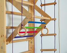 Generic Wooden Sport Ladder Set - Swedish Ladder w/Pull Up Bar, Rope Attachments, Monkey Triangle - Wall Stall Bars (Adjustable Pull Up Bar)