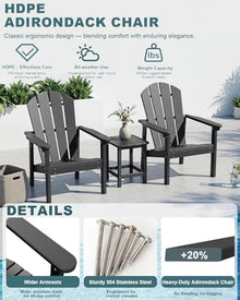 FOLAWO Adirondack Chair Set of 6, HDPE Outdoor Fire Pit Chairs, Black