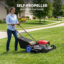 AMERISUN Gas Lawn Mower, 170cc OHV Engine with Forced Air Cooling, 21" Steel Deck, 3-in-1 Mulching/Bagging/Side Discharge, 6 Cutting Heights, 1.4-Bushel Grass Catcher, Self-Propelled