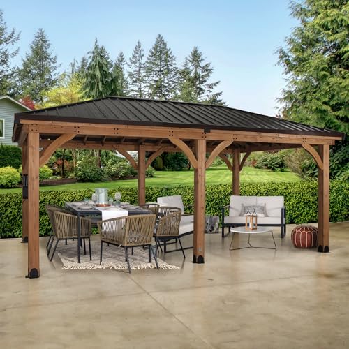 Backyard Discovery Barrington 20' x 12' Cedar Wood Gazebo Pavilion Light Brown