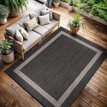 CAMILSON Outdoor Rug 10x14, Large Modern Outside Rugs for Patios Porches Waterproof Durable Washable Non-Shedding, Easy-to-Clean Indoor Outdoor Area Carpet (10 x 14, Bordered - Dark Gray/Light Gray)